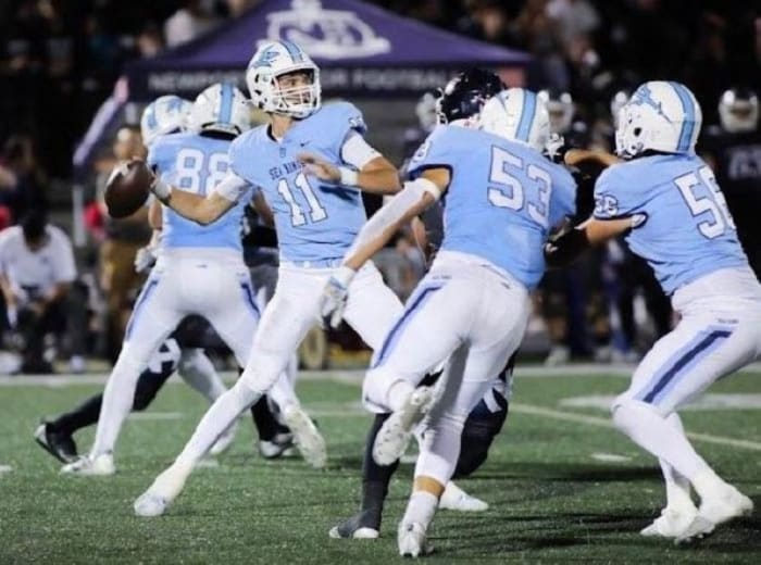 Corona del Mar QB Kaleb Annett action 2 courtesy of David Woolbert 11-2023112220239